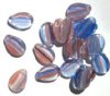 20 19x12mm Blue, Crystal, & Orange Marble Flat Drop Beads